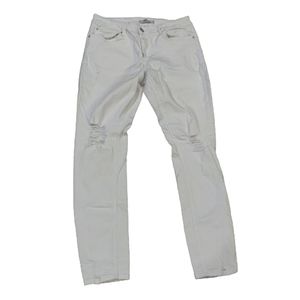 White Distressed Skinny Jeans 10